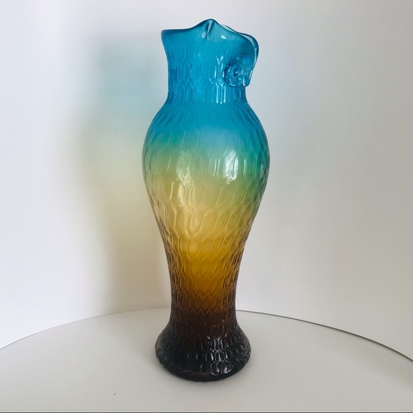 1970s Gradient Murano Glass Sculpted Owl Vase Vintage Excellent Condition! 14.5” - Picture 14 of 15